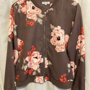 Brown Floral Jacket, Size XL